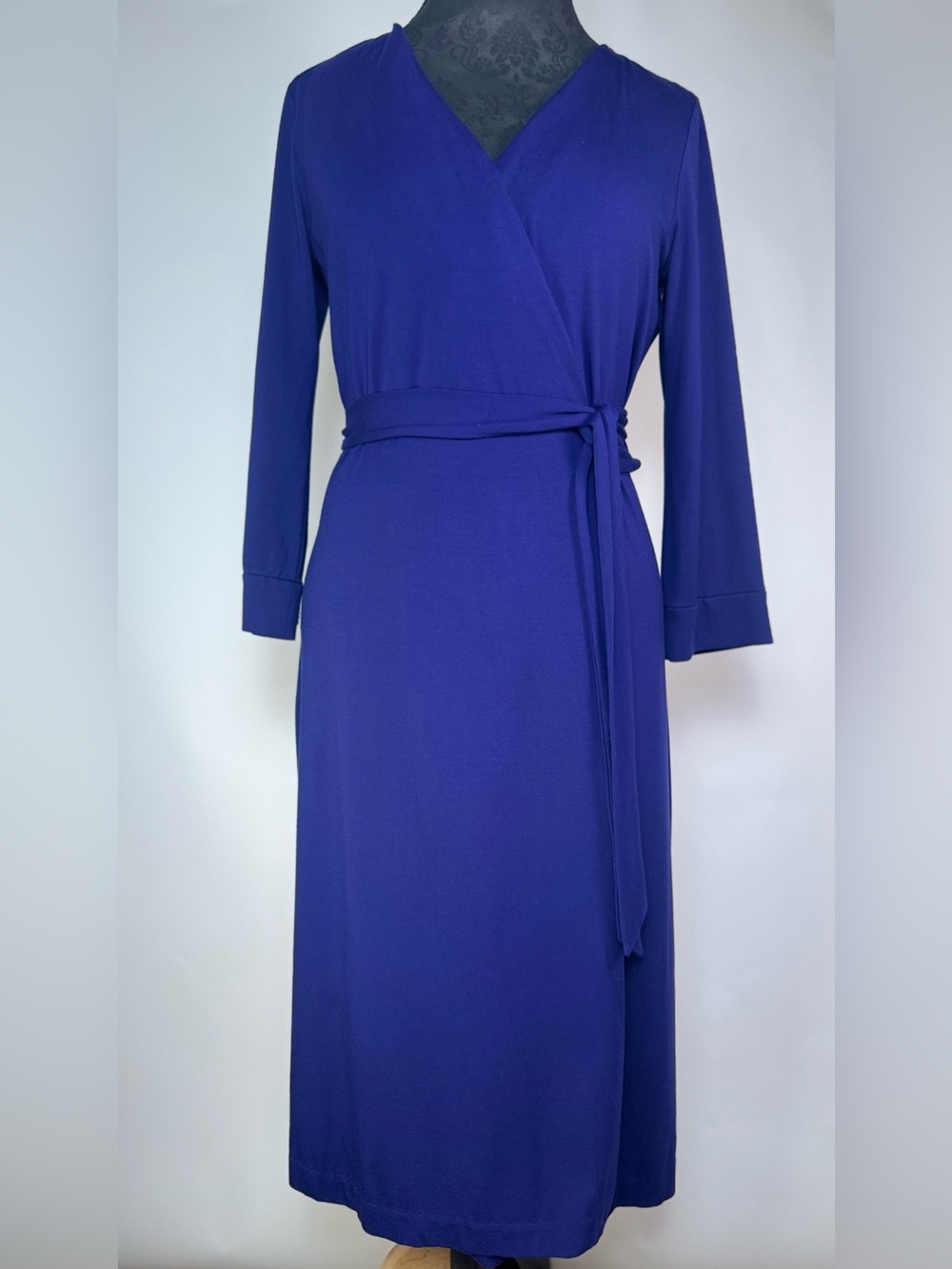 Diane von Furstenberg New Julian Two Wrap Dress Indigo Blue Jersey Size 10